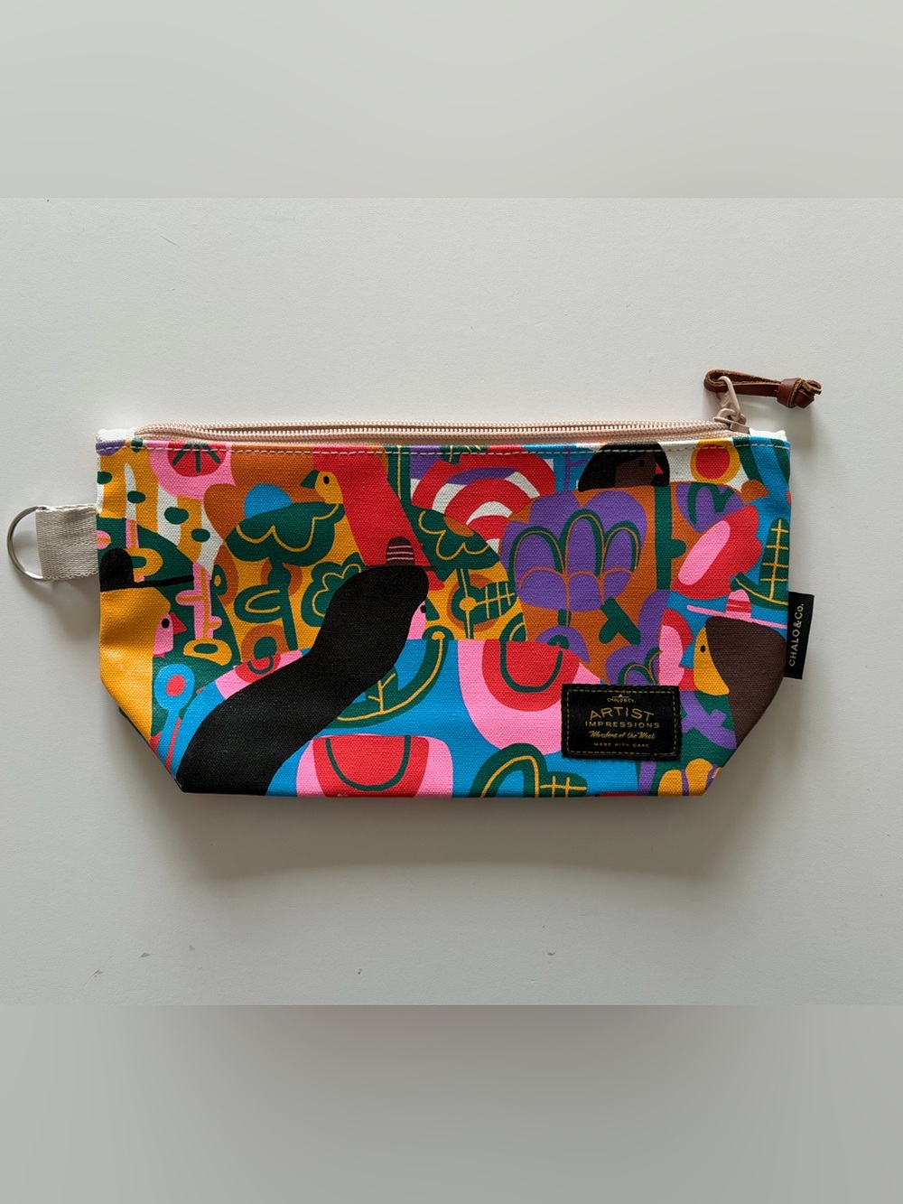 Chala & Co. Colorful Abstract Canvas Zip Pouch